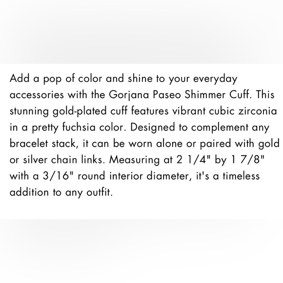 NWT Gorjana Paseo Shimmer Cuff in Fuschia and Gold - Picture 5 of 5